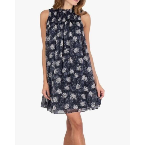 Joie Dresses & Skirts - JOIE BALTIC MIDI DRESS BLACK/GRAY FLORAL FLOWY SMOCKED LACE SZ S RUFFLE NECK